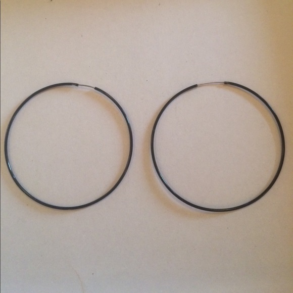 Forever 21 large black hoops - Picture 2 of 2