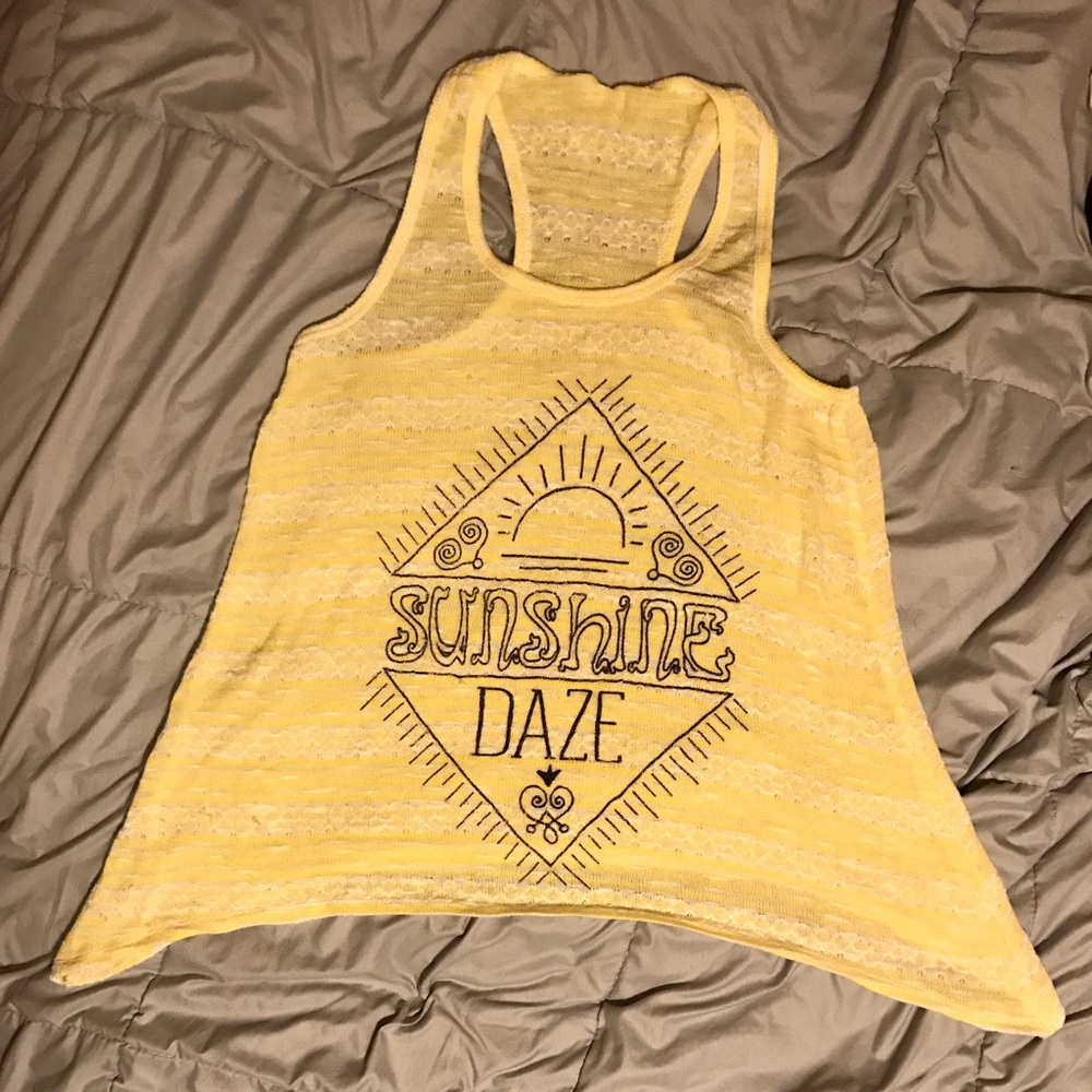 Breezy yellow boho t-back tank