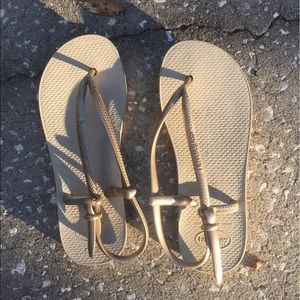 Gold Havaianas Flip Flops