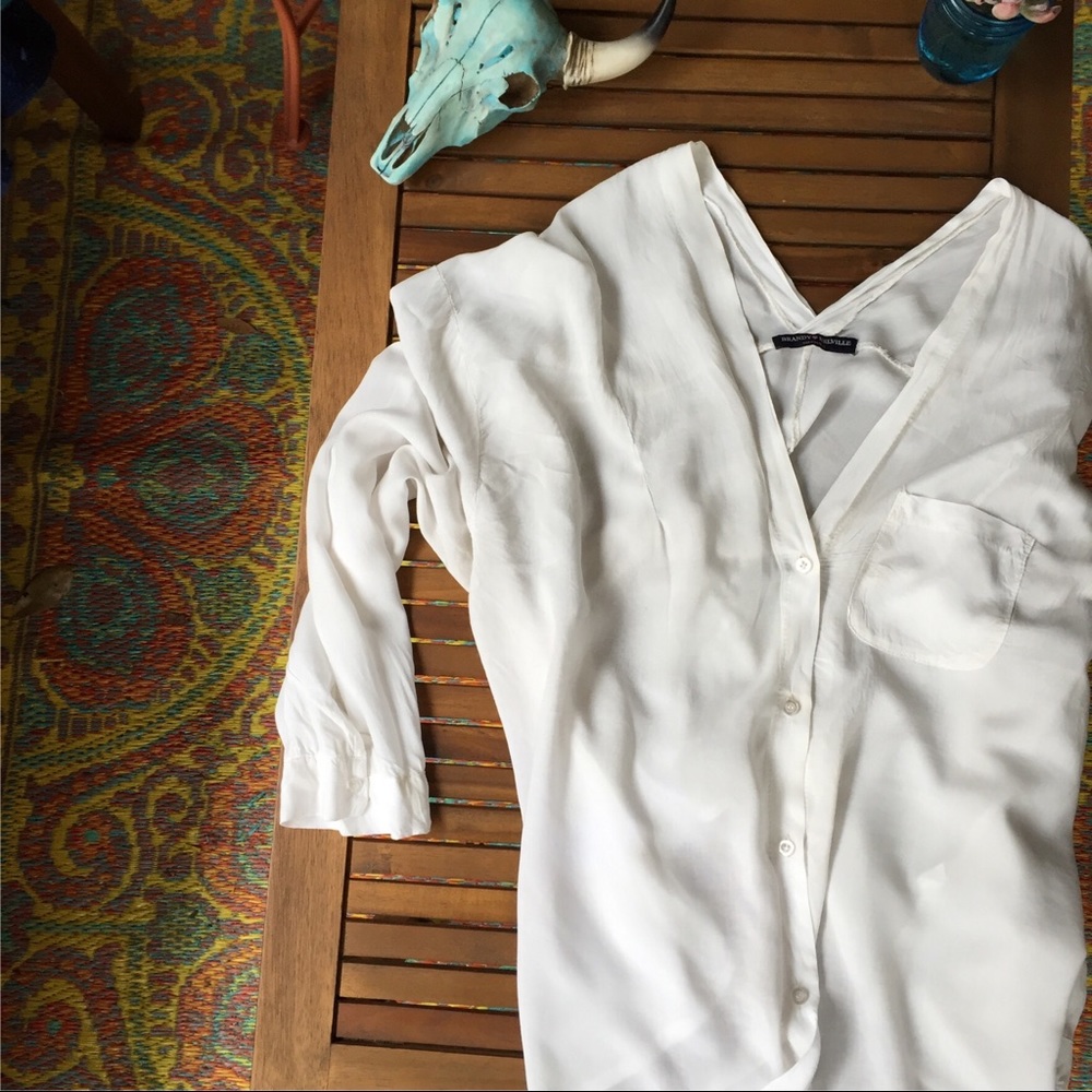 Brandi Melville Flowy Blouse in White