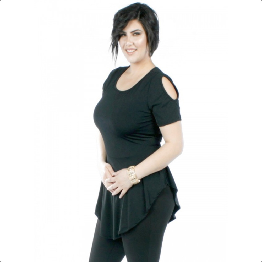 NEW Yummy Plus 1X (runs small) Peplum Top - Picture 2 of 8