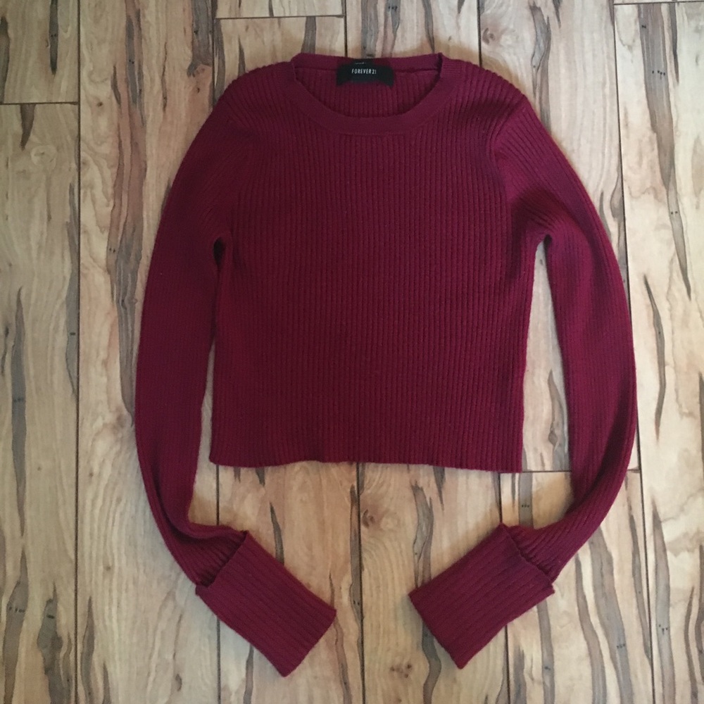Forever 21 burgundy/maroon long sleeve crop top!