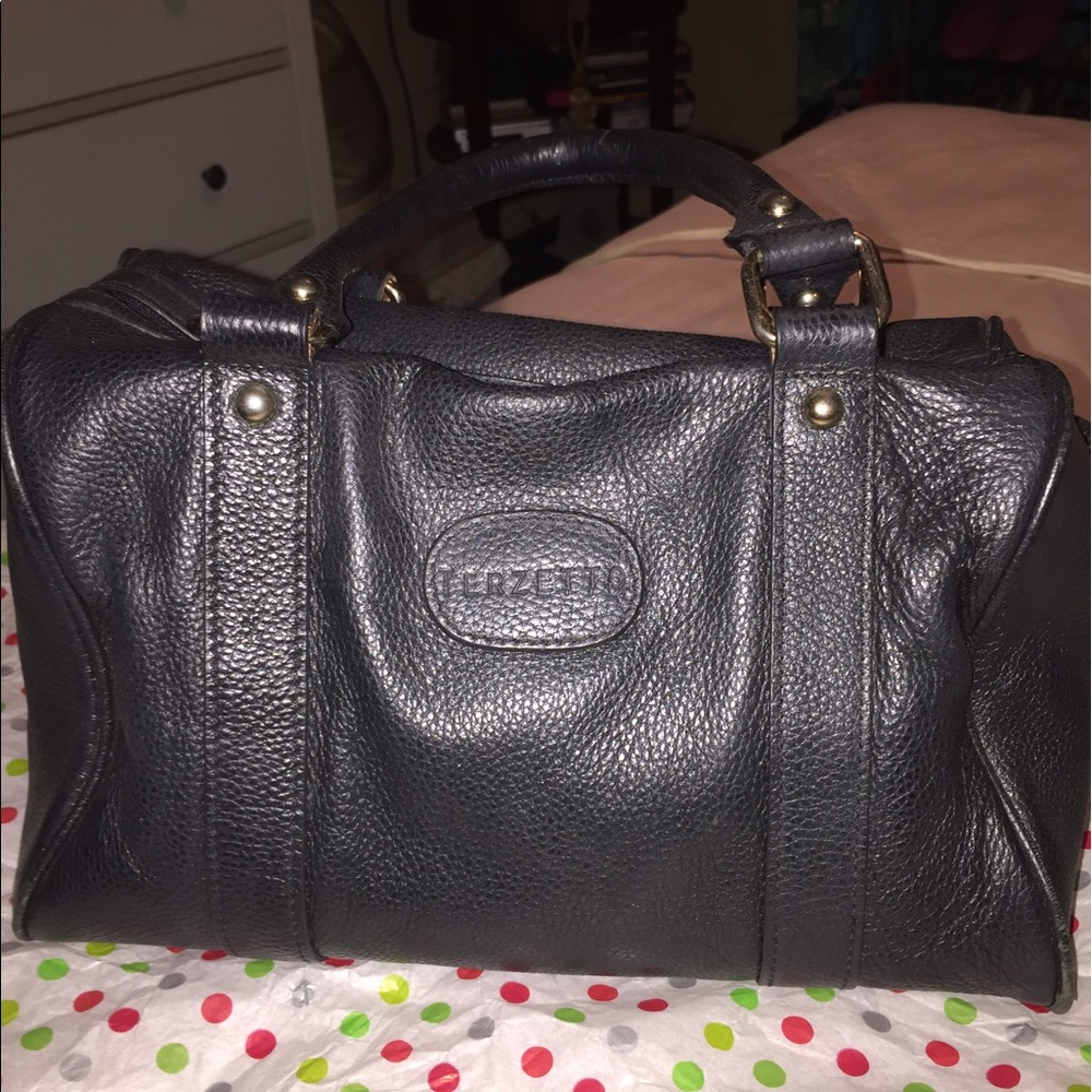Terzetto black leather small boston bag