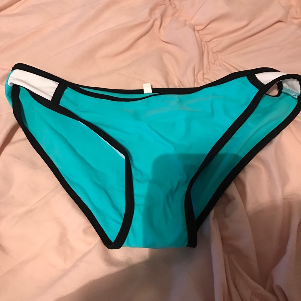 Teal Black and White Bikini Bottoms