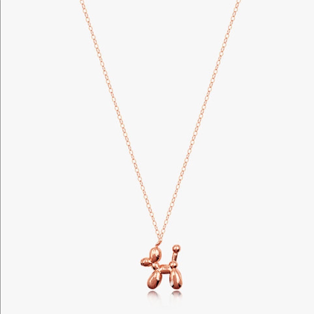 Dainty rose gold fill cute balloon poodle necklace