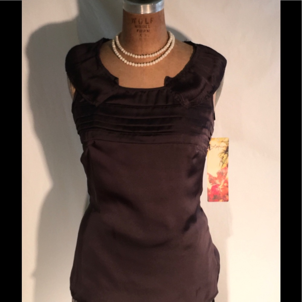 Lapis NWT gray poly charmeuse sleeveless shell