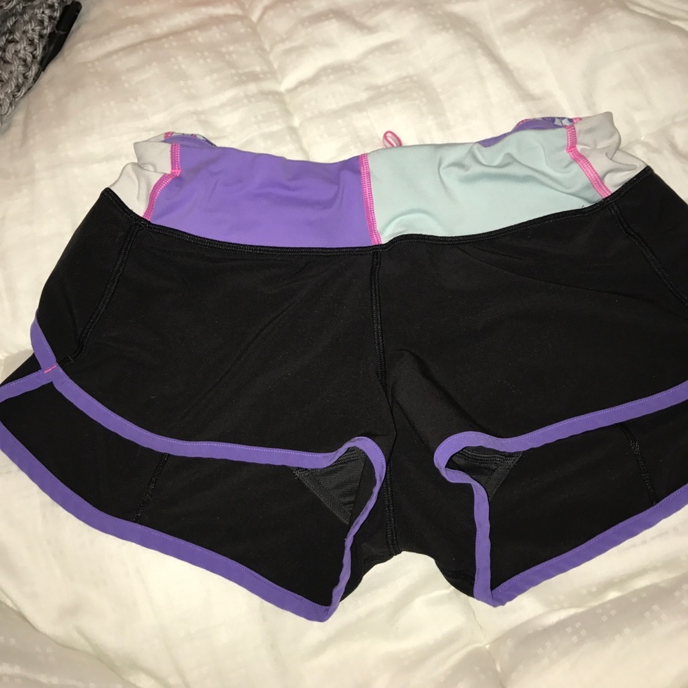 Black w purple rim lulu lemon shorts
