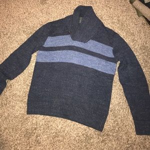 Gap Men's blue & navy striped shawl neck sweater