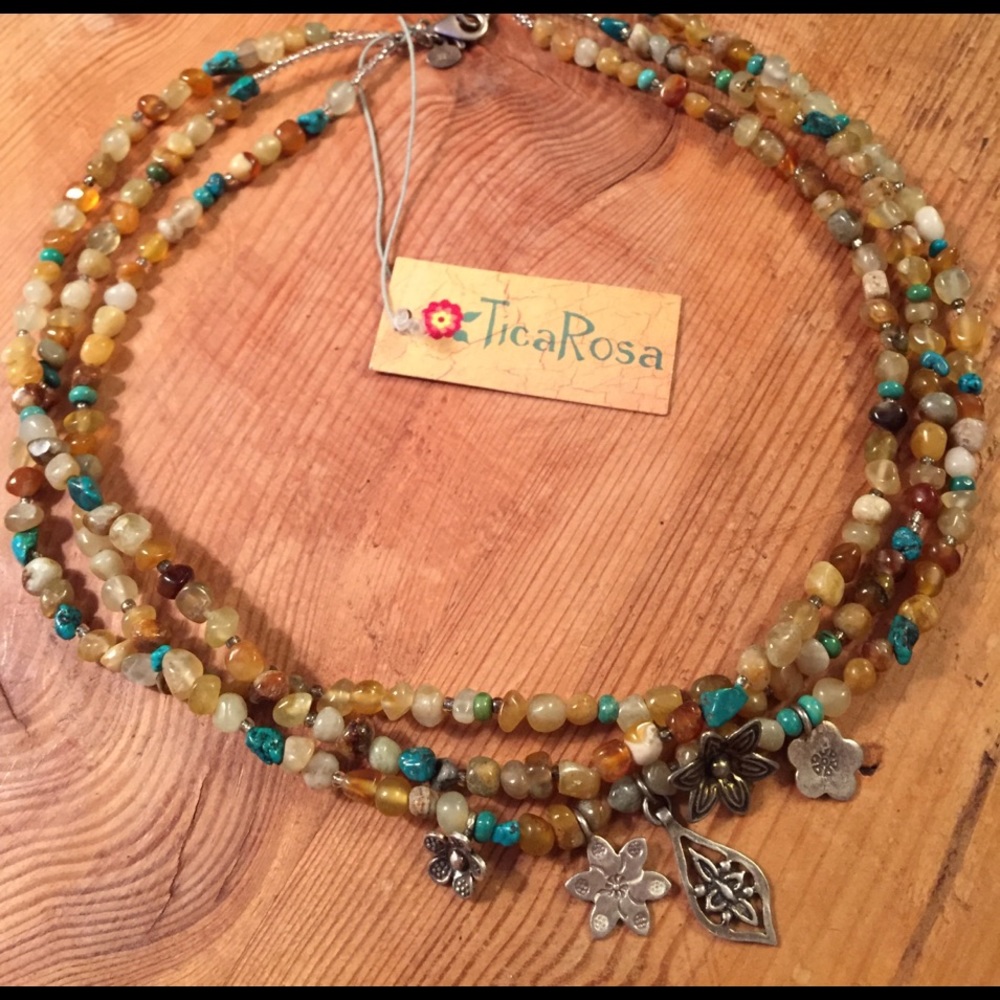 Sterling Silver Charm Beaded Necklace