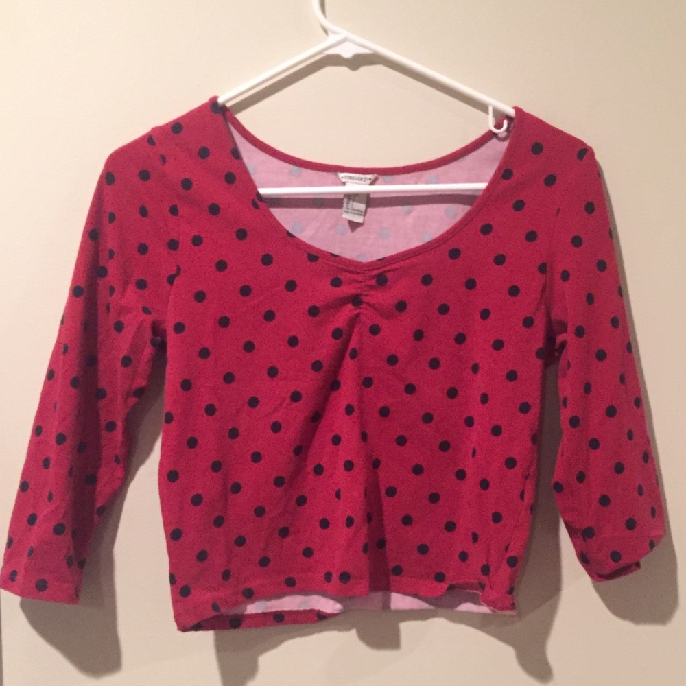 Red with Black Polka Dot top