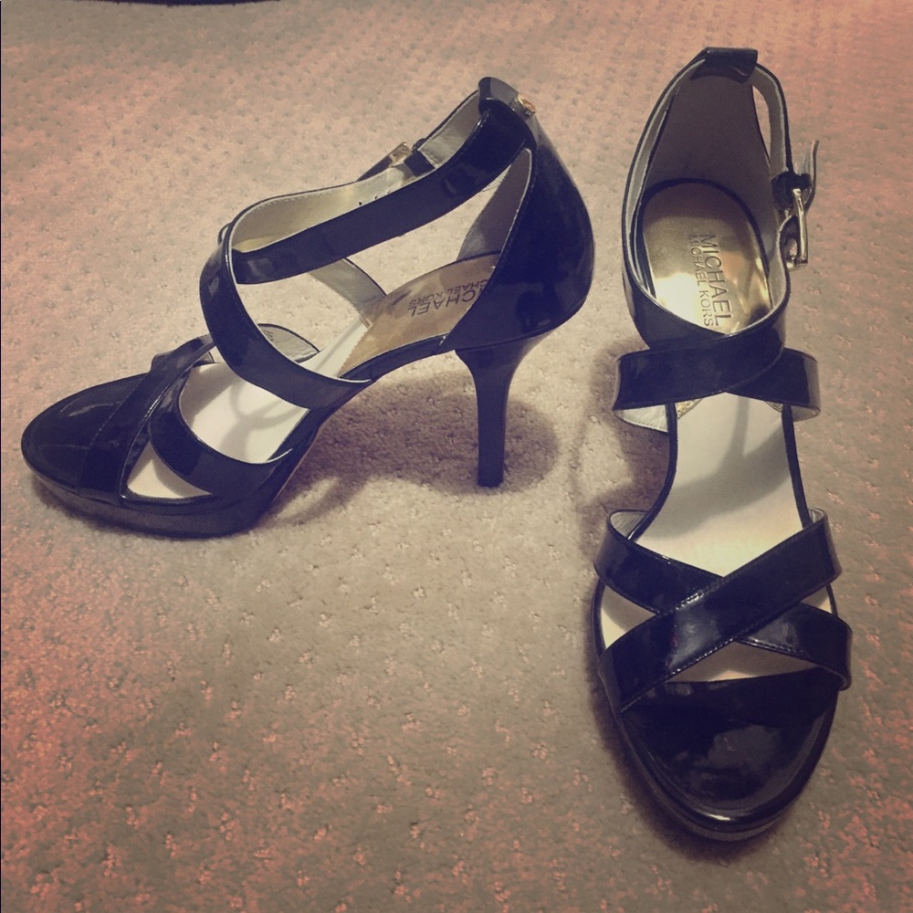 Michael Michael Kors black patent strappy heels