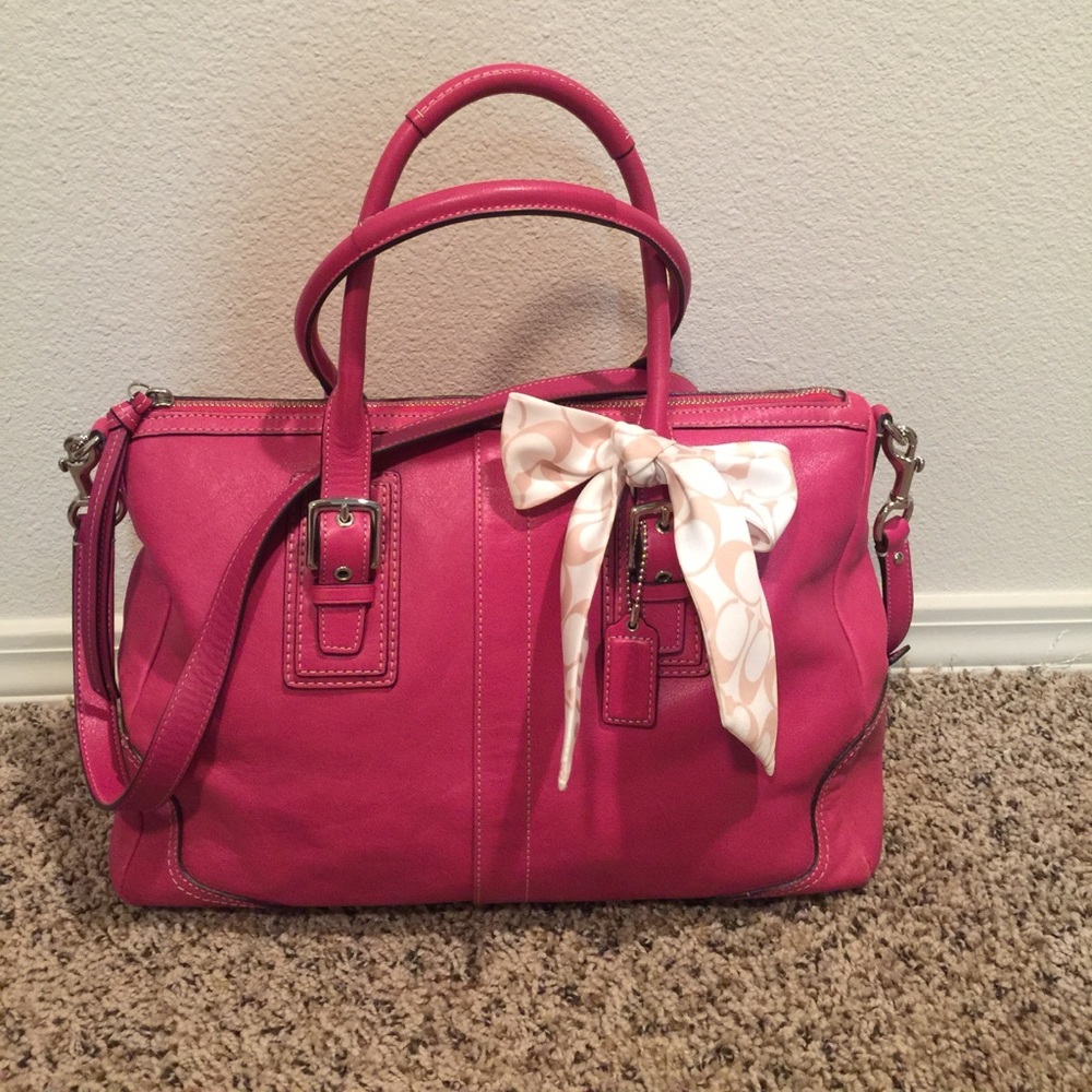 Pink Coach Purse with long strap