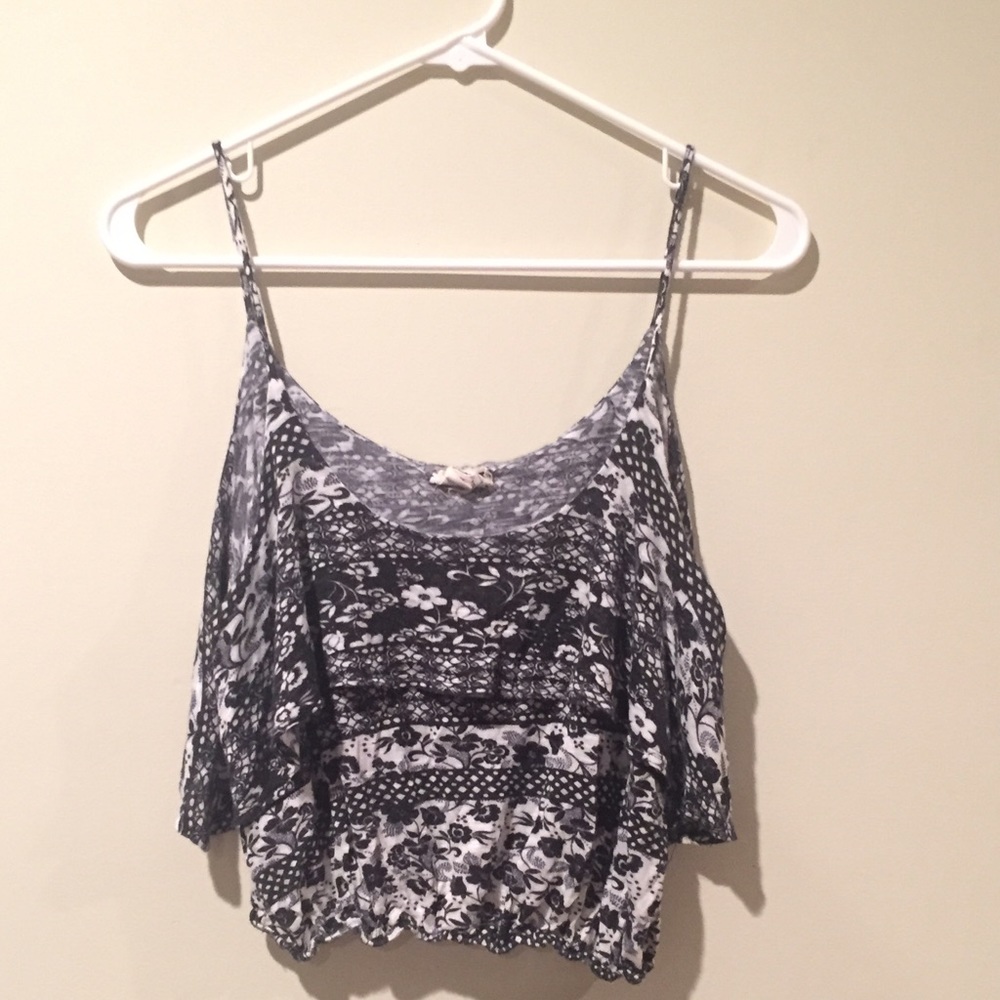 Black Floral Crop Top