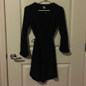 Black dress with belted waist