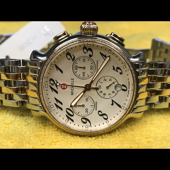 Michele two tone and diamonds ? women\'s watch. main image 5