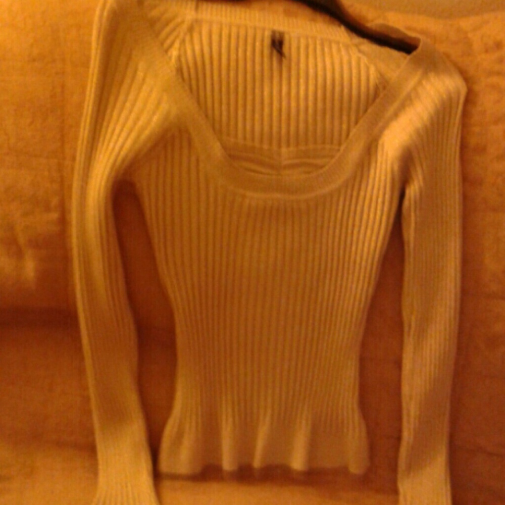 Long sleeve gold beige metallic blouse shimmery
