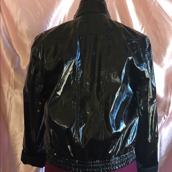 PVC Slicker Cropped Bomber Jacket - Picture 4 of 4