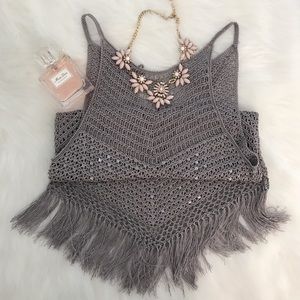 BEBE metal sequins top