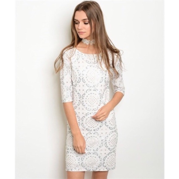 White Pink Sequin Dress - Picture 2 of 4