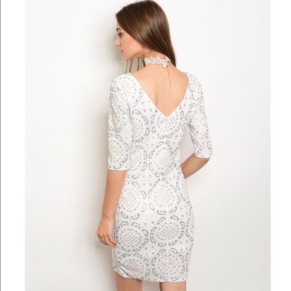 White Pink Sequin Dress - Picture 3 of 4