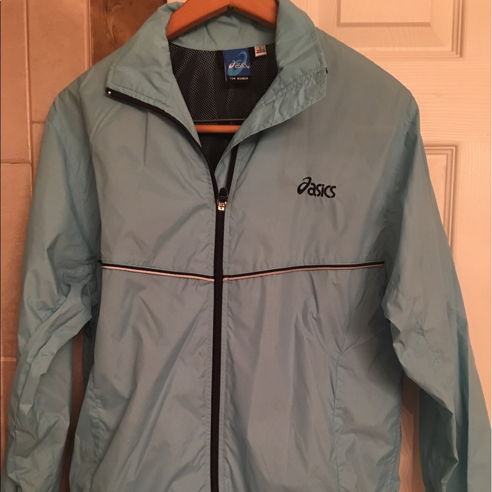 Oasics brand light blue zip up jacket size S