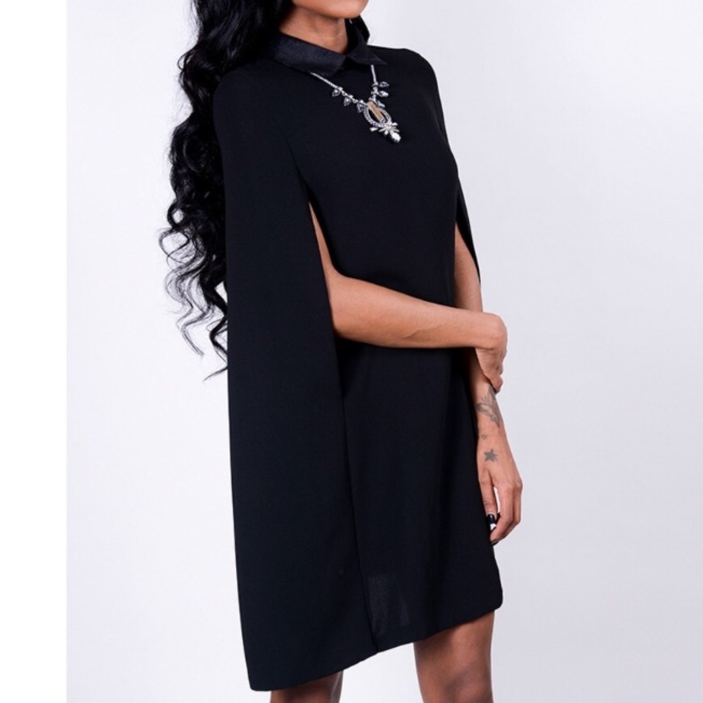 BEVERLY D . BLACK CAPE DRESS  *NWT* S-L💋💋💋 - Picture 3 of 6