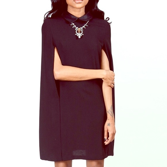 BEVERLY D . BLACK CAPE DRESS  *NWT* S-L💋💋💋 - Picture 2 of 6