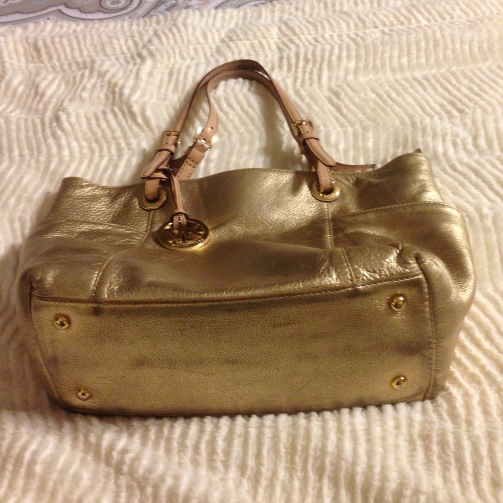 Metallic Gold Michael Kors tote style purse