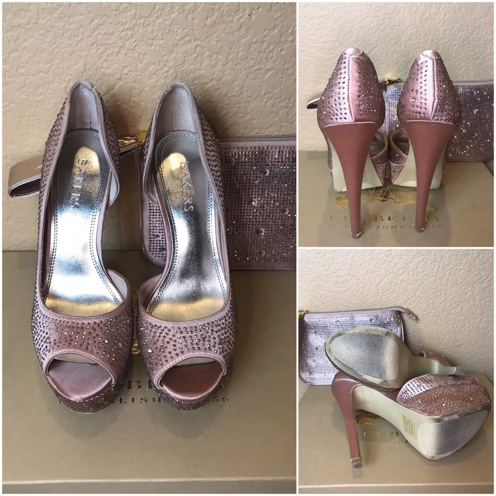 Bakers Rhinestone Bling Open Toe Heels 7
