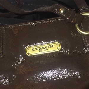 Coach patent leather shoulder tote