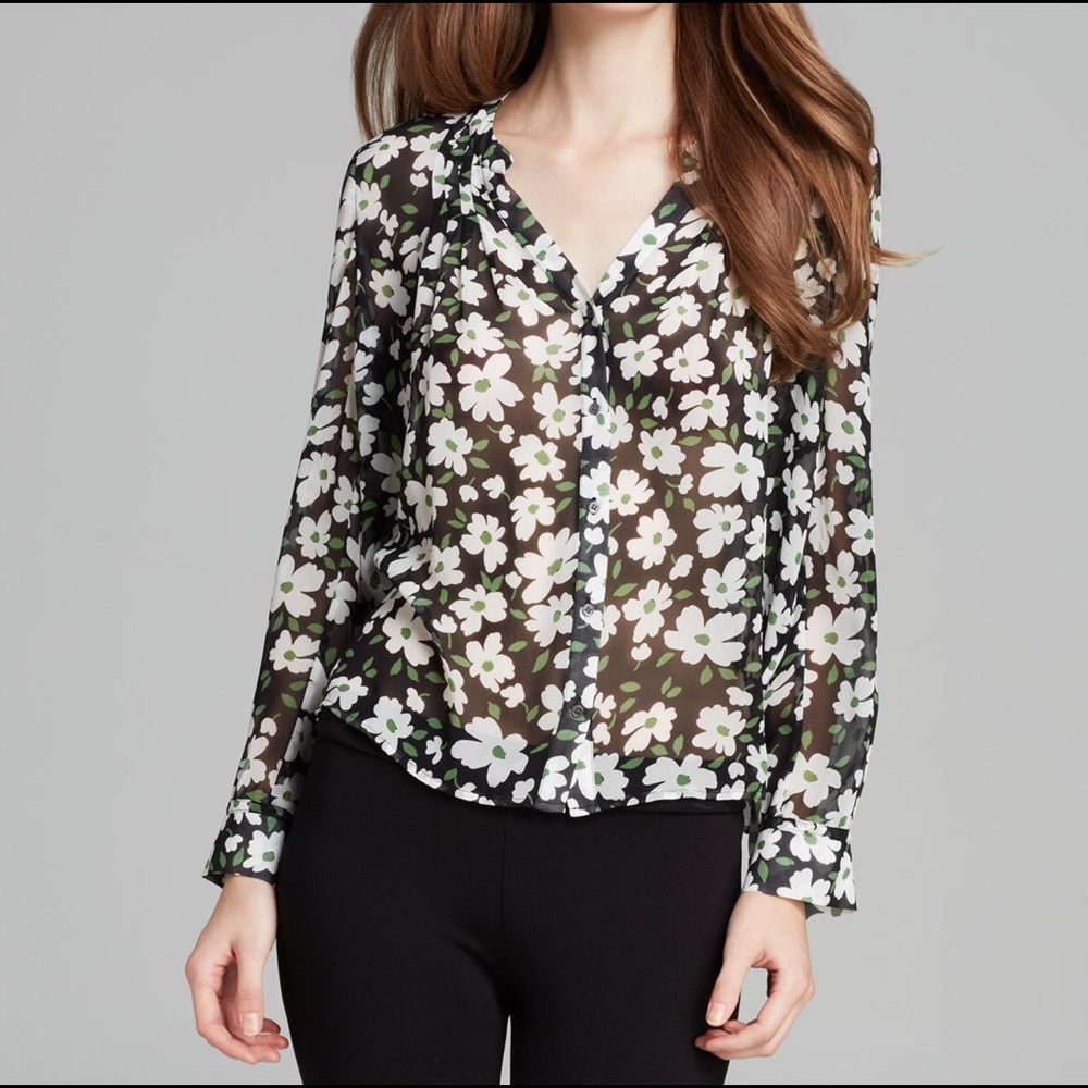 Joie black floral blouse NWT size Large