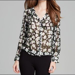 Joie black floral blouse NWT size Large
