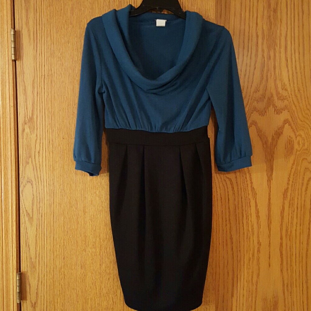 Black and teal dress
