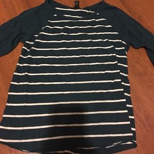 Green Striped Forever 21 Baseball Tee