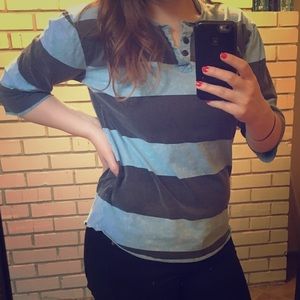 BDG Striped Distressed Hip Shirt