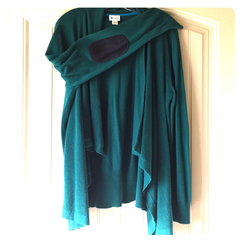 Dark teal cardigan with elbow patches - XL