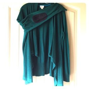 Dark teal cardigan with elbow patches - XL