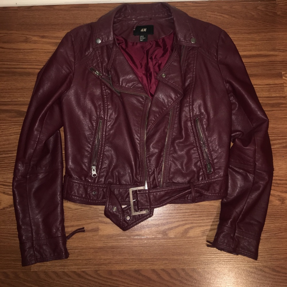 Burgandy Faux Leather Jacket