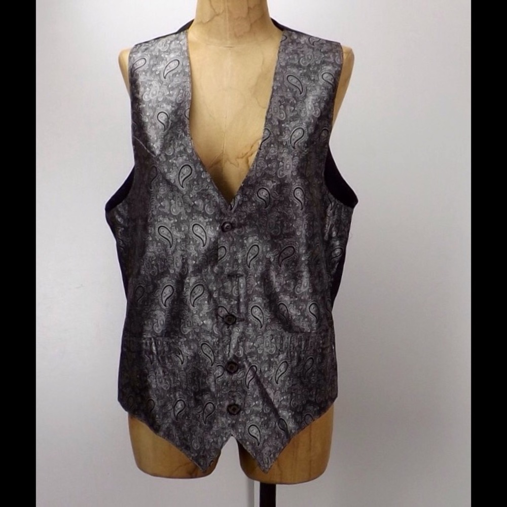 men's vintage vest 40L paisley brocade button down