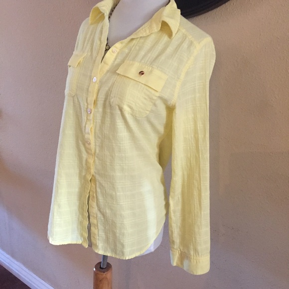 Anthropologie Fei Yellow Button Down top - Picture 2 of 8