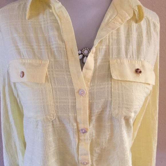 Anthropologie Fei Yellow Button Down top - Picture 3 of 8