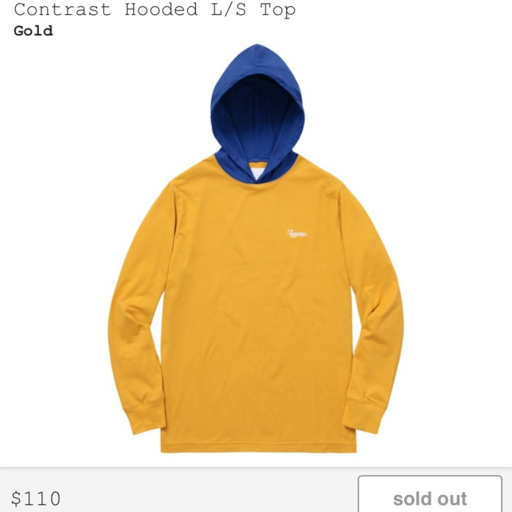 NWT SUPREME CONTRAST HOODED L/S TOP SS17