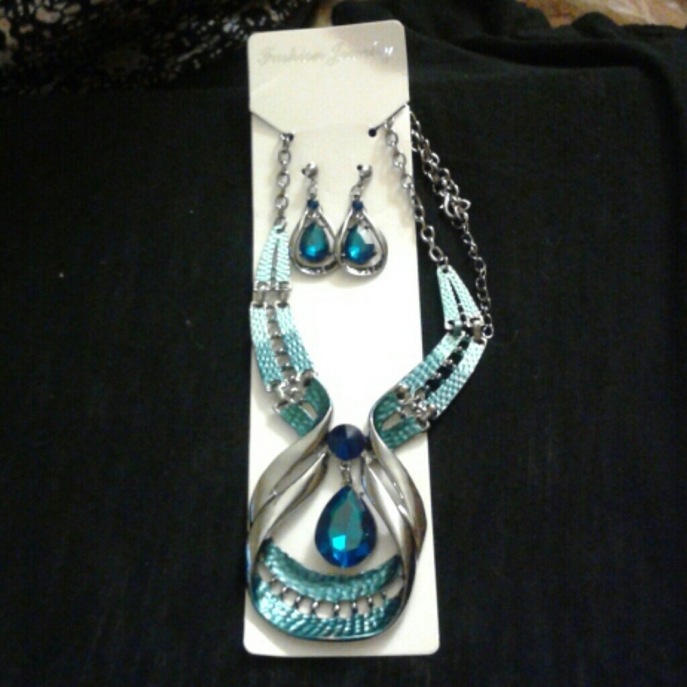 Fashion blue jewelry set crystals