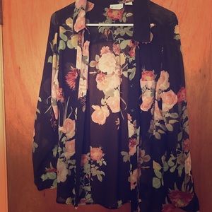 Liz Claiborne sheer floral blouse