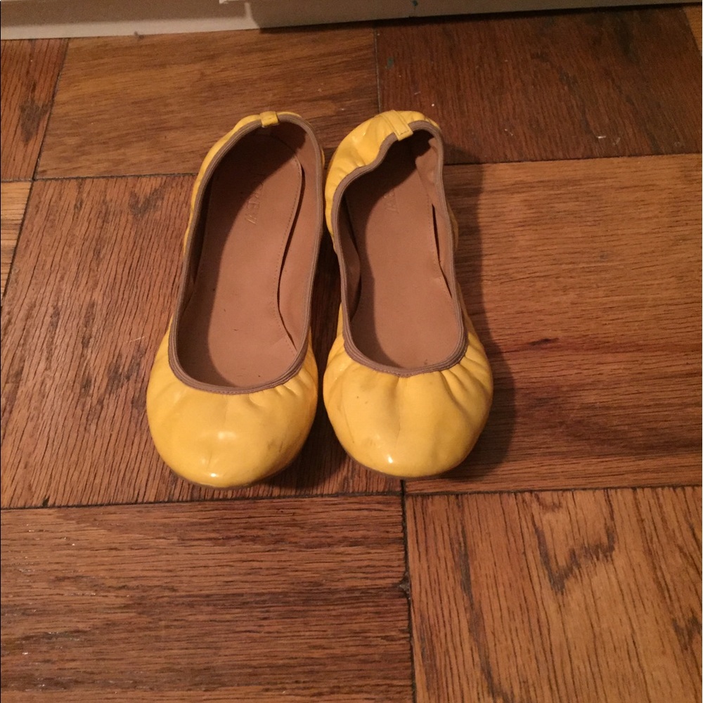 Yellow patent leather J Crew flats