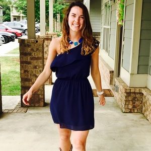 Navy blue one shoulder dress