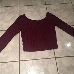 High low crop top with long sleeves