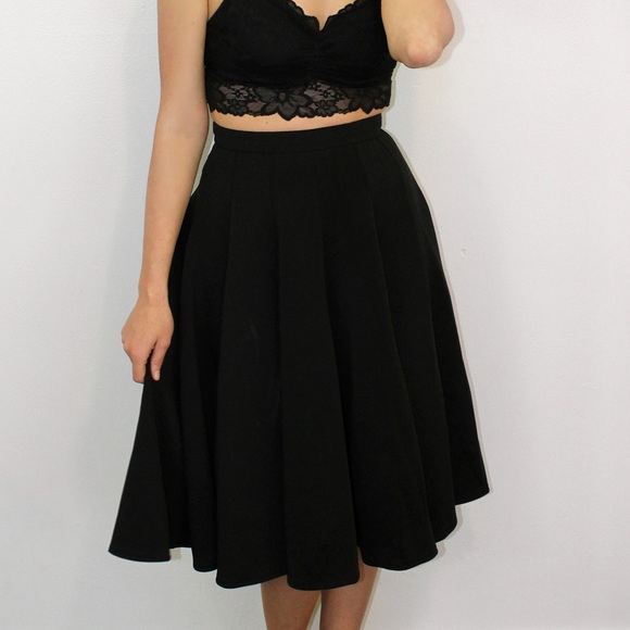 LIQUIDATION Full Black Scuba Swing Skirt - Picture 3 of 4