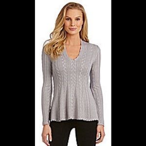 Addie Cable Knit V Neckline Peplum Sweater  obo