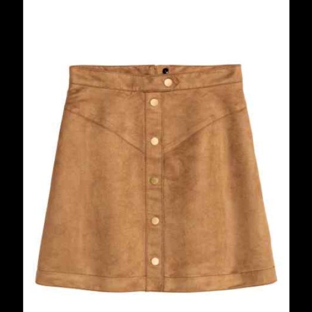H&M faux suede button up skirt